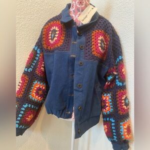 Heritage denim NWT Colorful Crochet Patchwork Women's Jacket